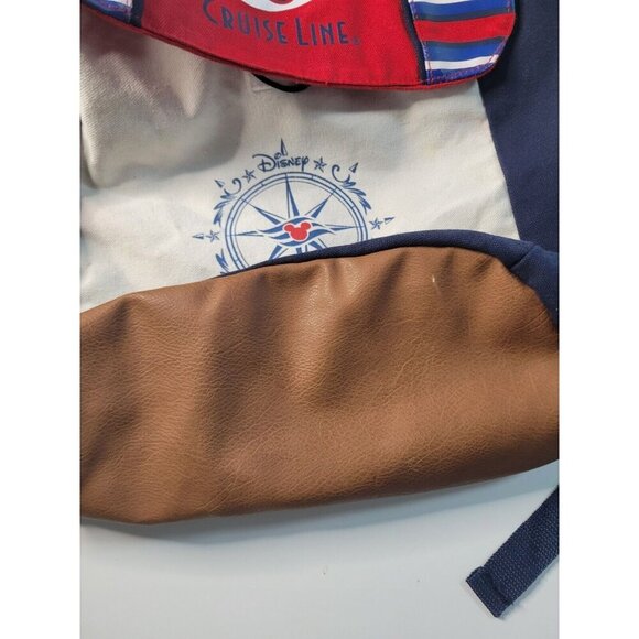 Disney Cruise Line Compass Rose Red White Blue Canvas Mickey Backpack - Picture 5 of 8
